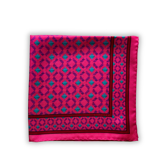 Fuchsia & Teal Sinatra Silk Pocket Square