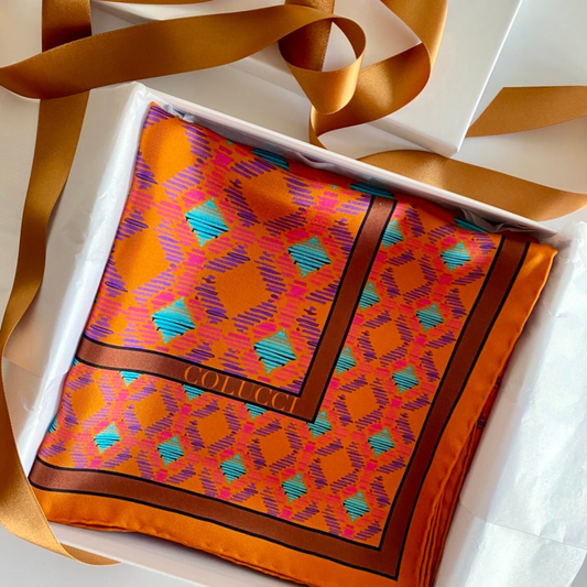 Orange & Brown Sinatra Silk Scarf