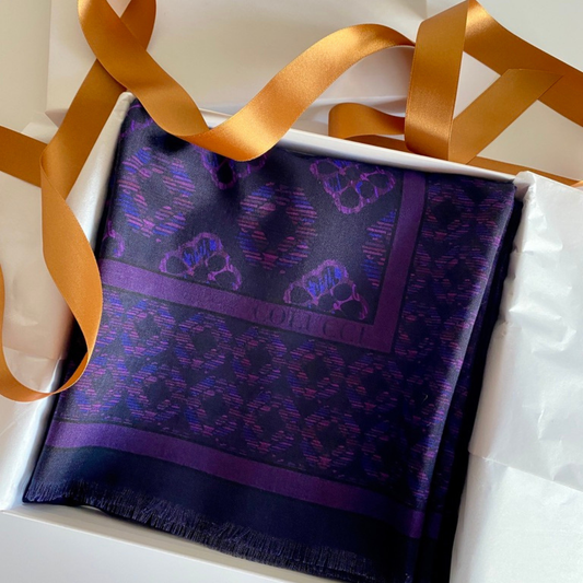 Navy & Purple Duet Wool Shawl