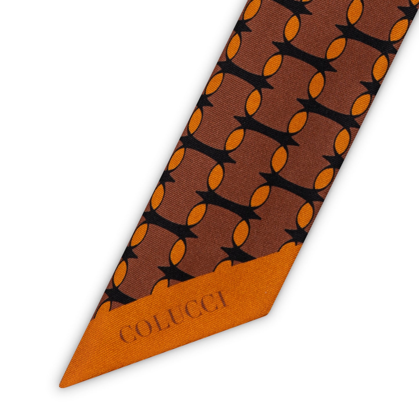 Brown & Orange Monogram Silk Twilly