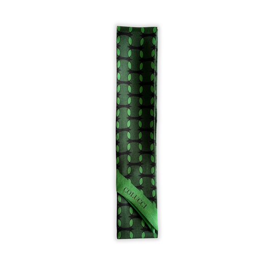 Forest & Sage Green Monogram Silk Twilly
