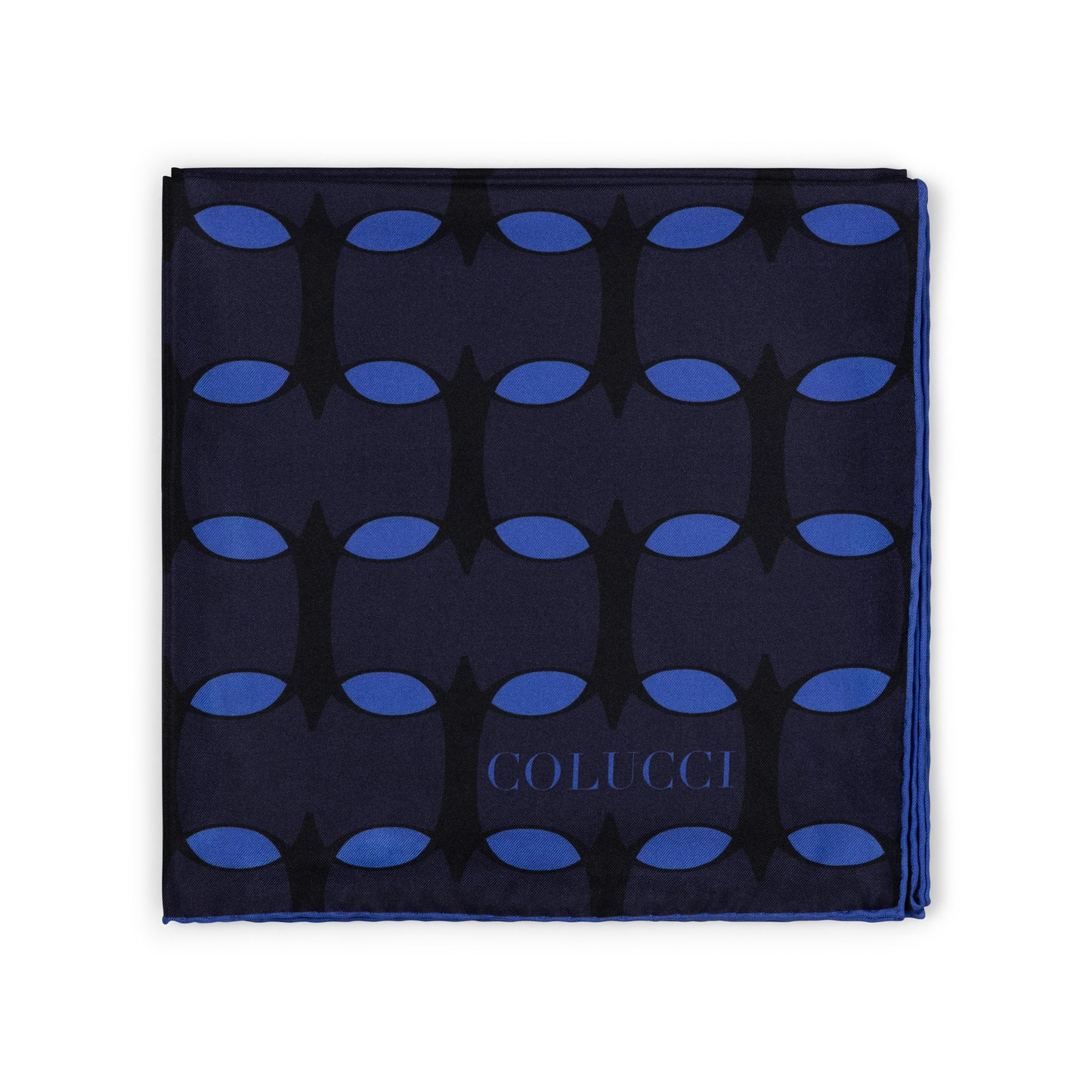 Navy & Blue Monogram Silk Scarf