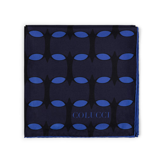 Navy & Blue Monogram Silk Scarf