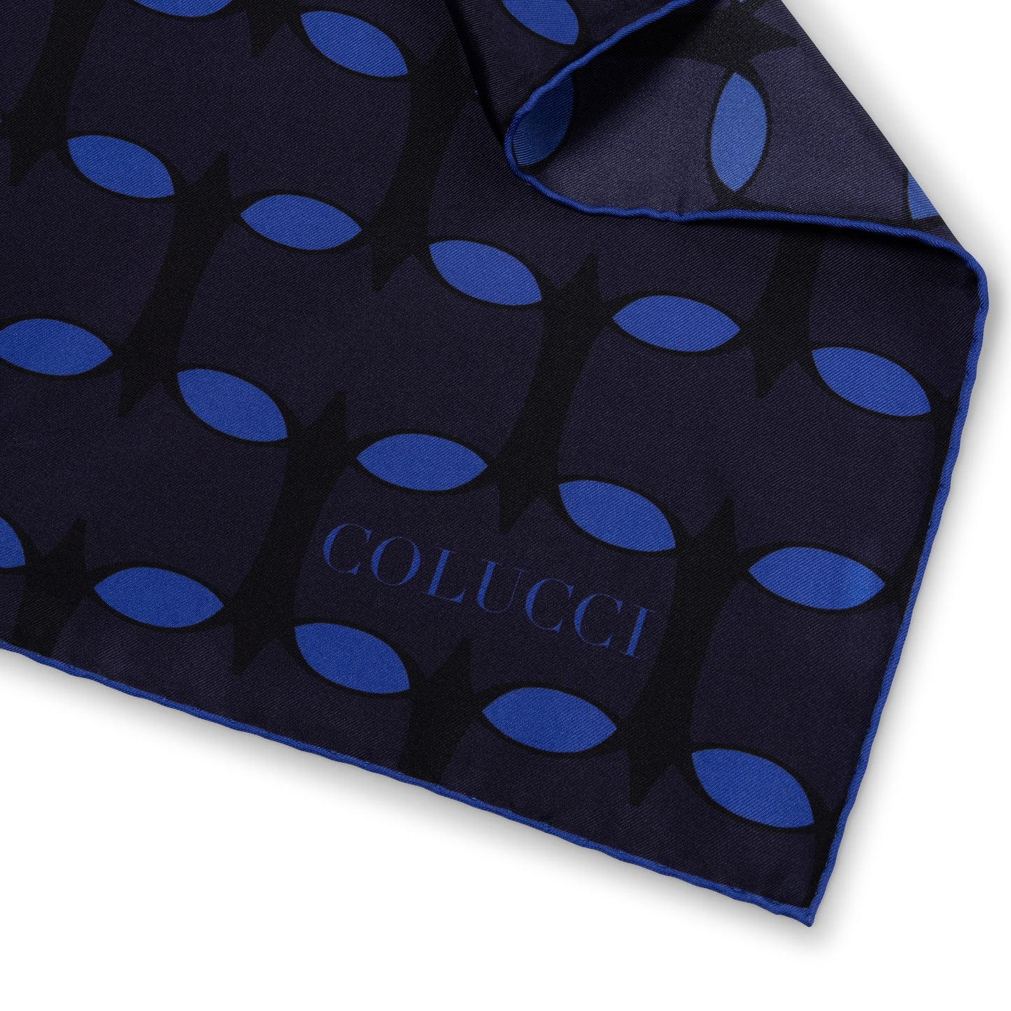 Navy & Blue Monogram Silk Scarf