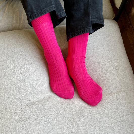 Pink Cotton Dress Socks