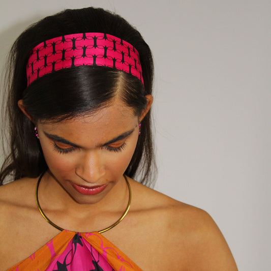 Pink & Orange Monogram Silk Twilly