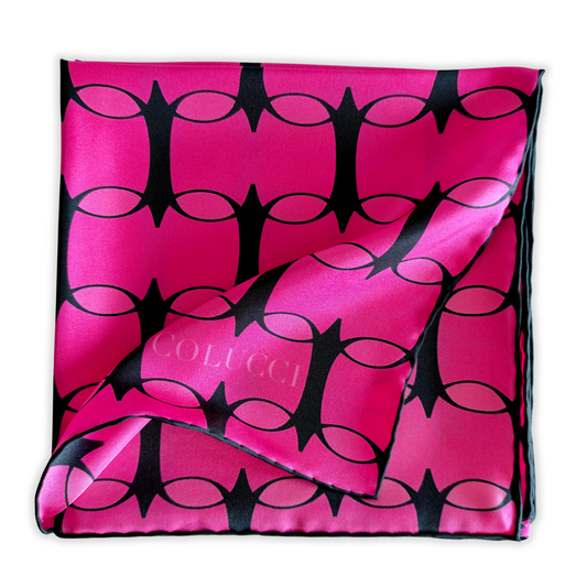 Fuchsia & Pink Monogram Silk Scarf