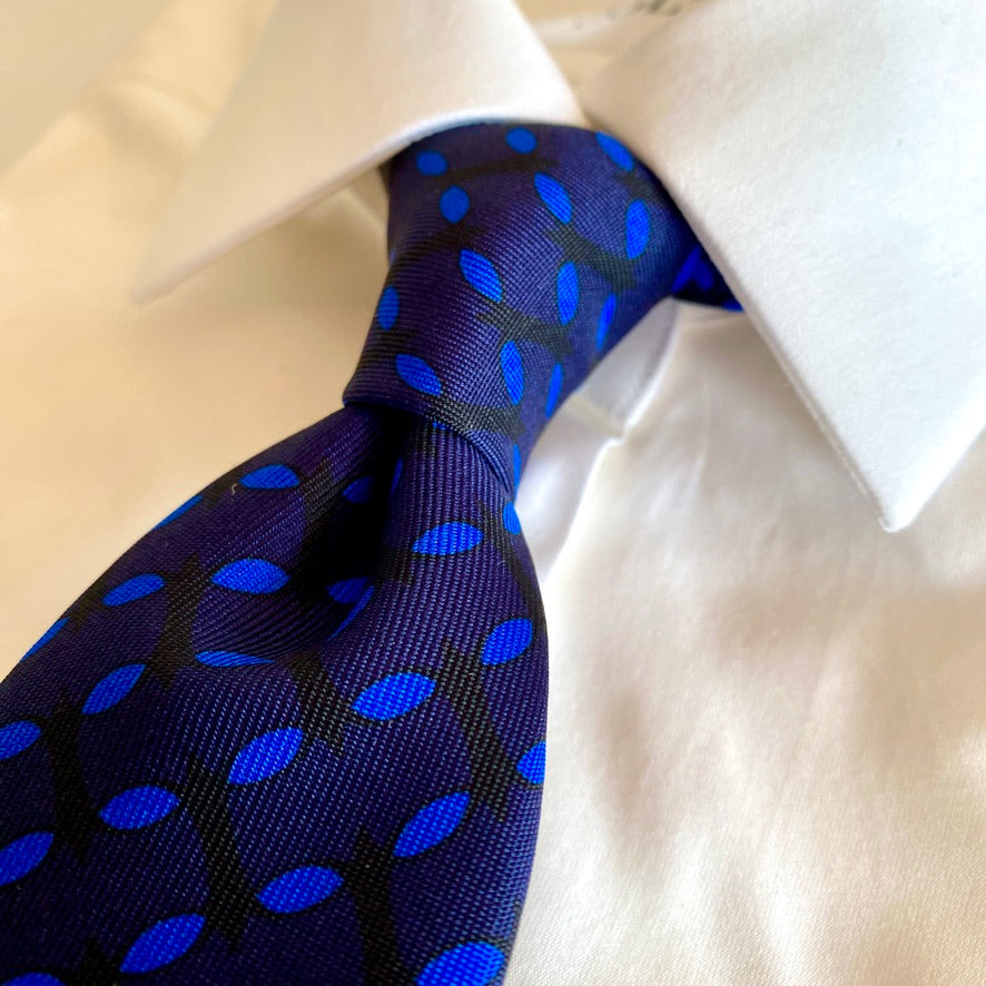 Navy & Blue Monogram Silk Tie