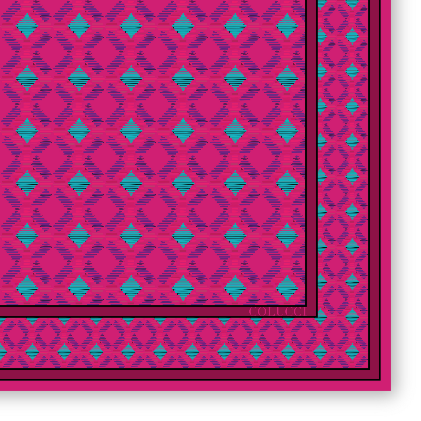 Fuchsia & Teal Sinatra Silk Pocket Square
