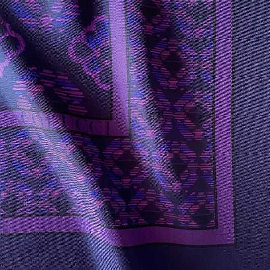 Navy & Purple Duet Silk Pocket Square