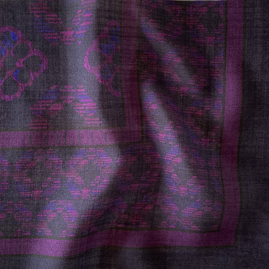 Navy & Purple Duet Wool Shawl