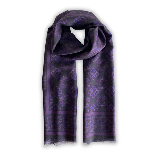 Navy & Purple Duet Wool Shawl