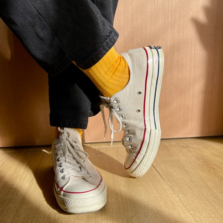 Yellow Cotton Dress Socks