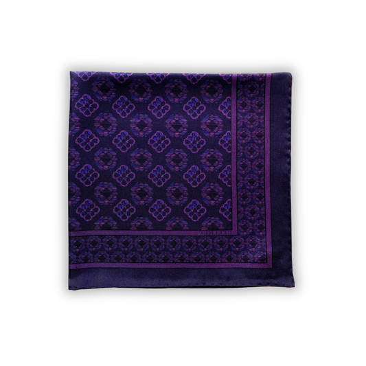 Navy & Purple Duet Silk Pocket Square