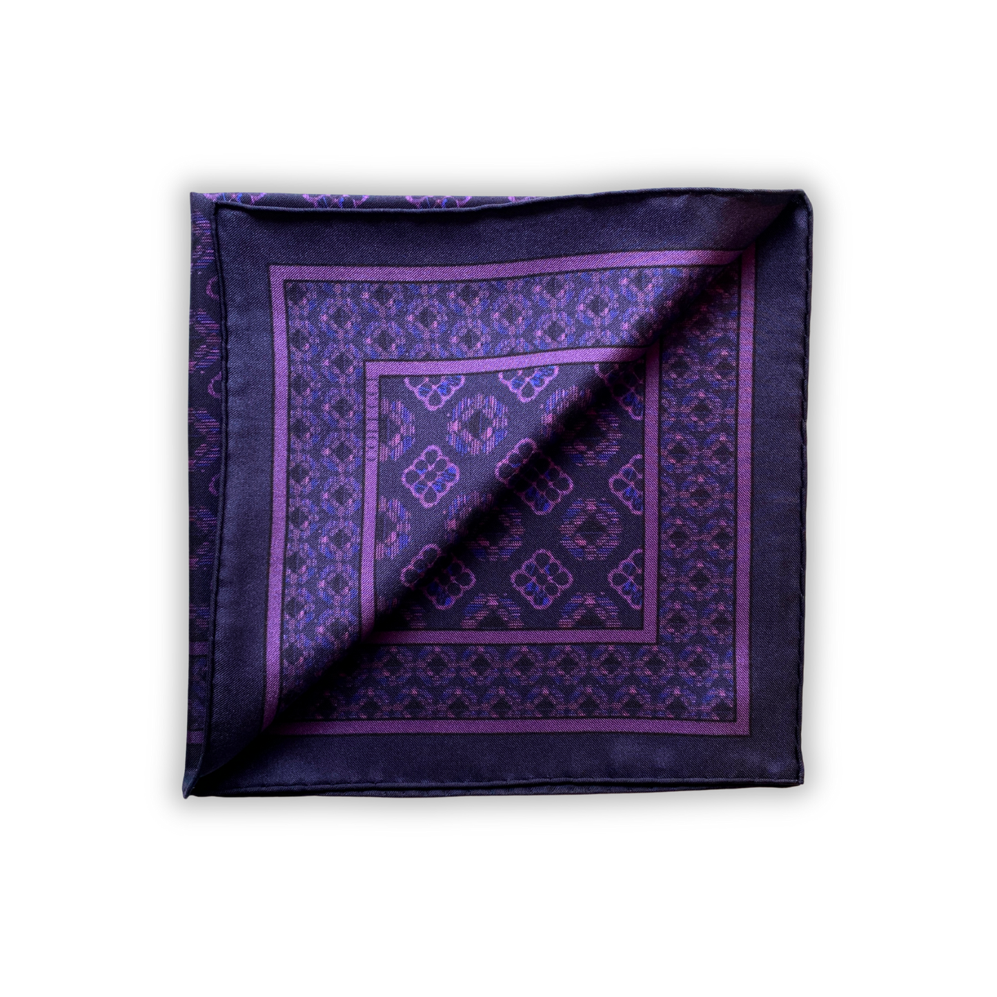 Navy & Purple Duet Silk Pocket Square