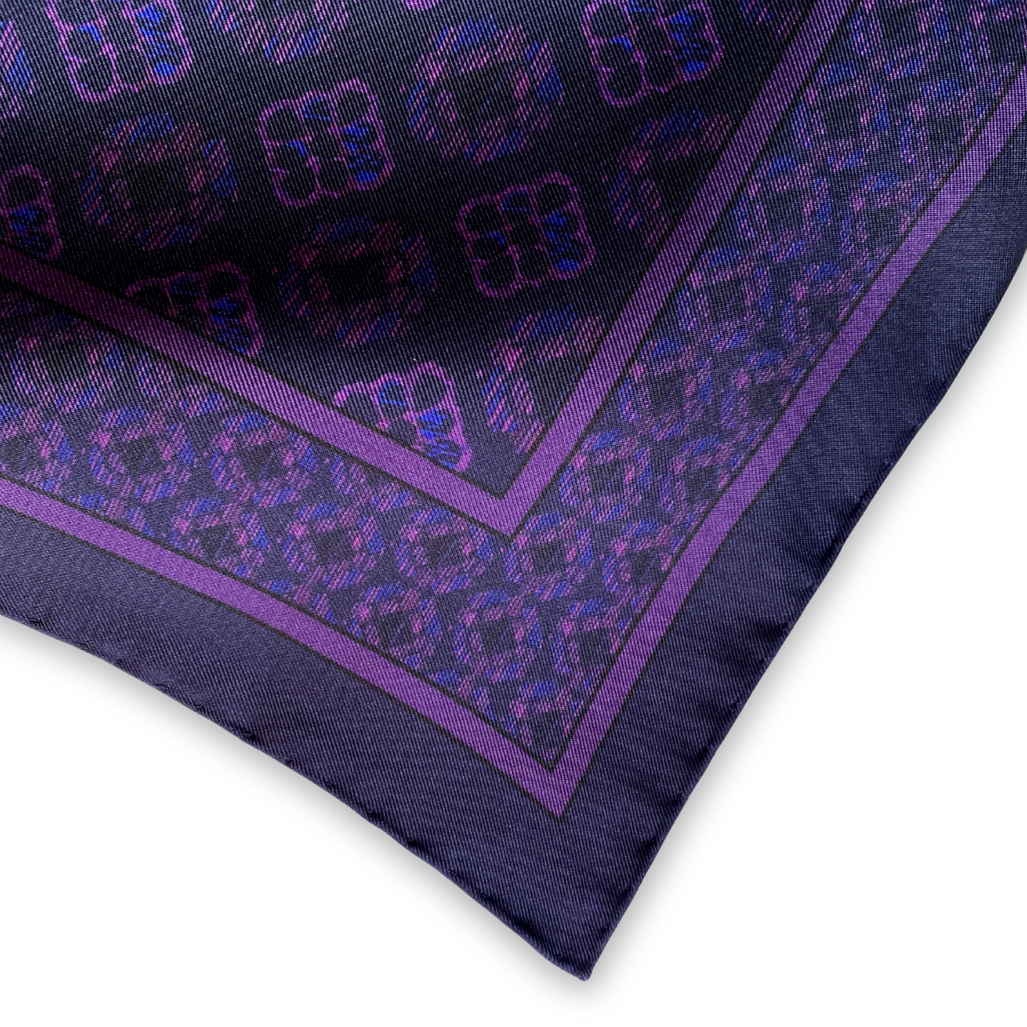 Navy & Purple Duet Silk Pocket Square