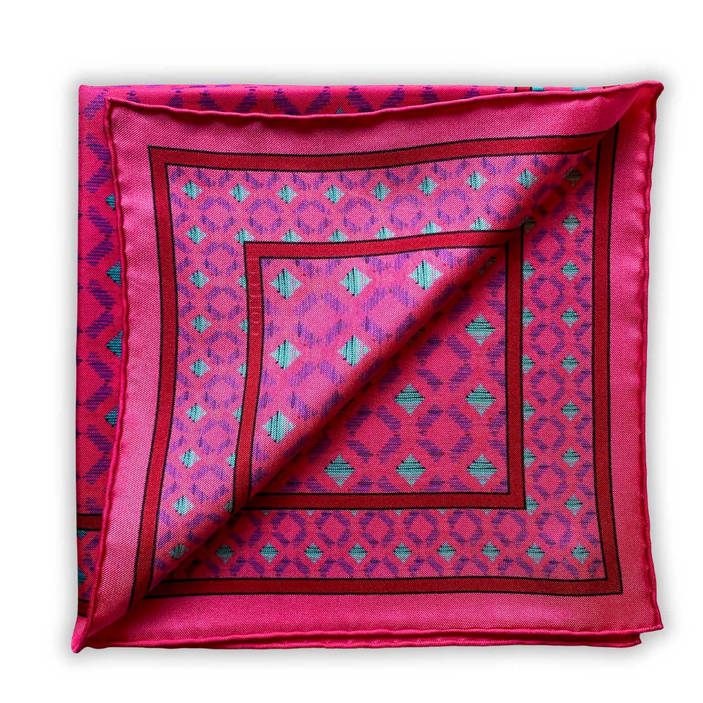 Fuchsia & Teal Sinatra Silk Pocket Square