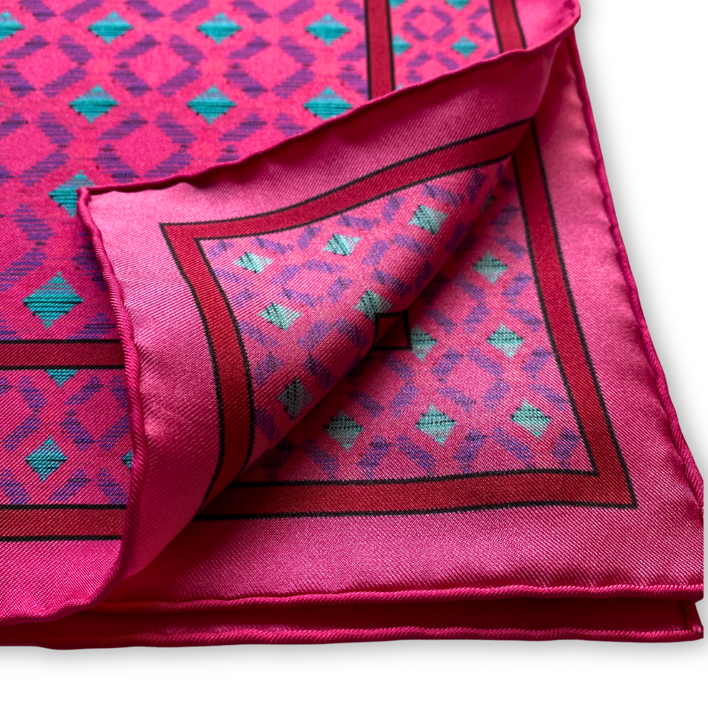 Fuchsia & Teal Sinatra Silk Pocket Square