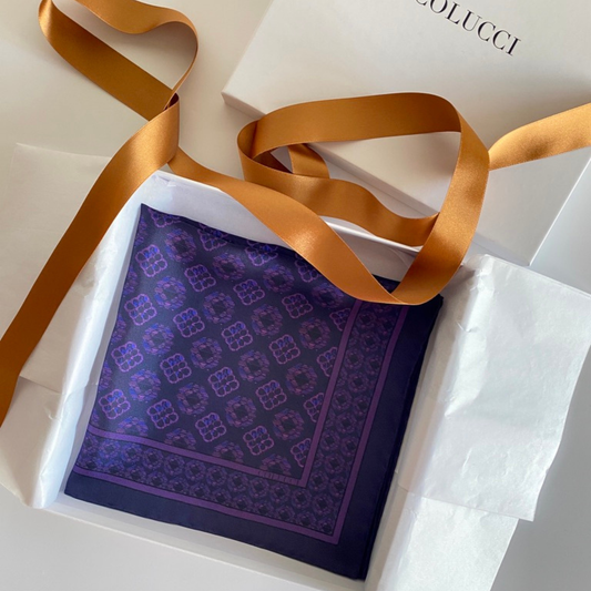 Navy & Purple Duet Silk Pocket Square