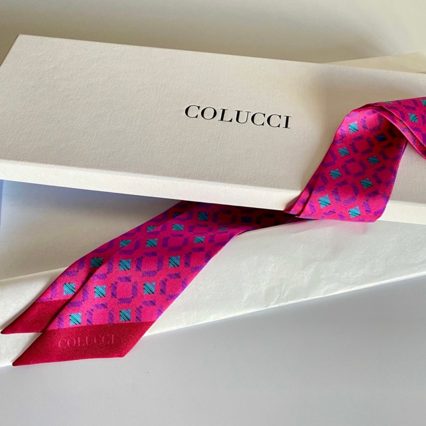 Fuchsia & Teal Sinatra Silk Twilly