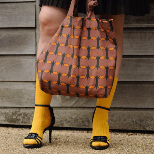 Brown & Orange Monogram Tote Bag