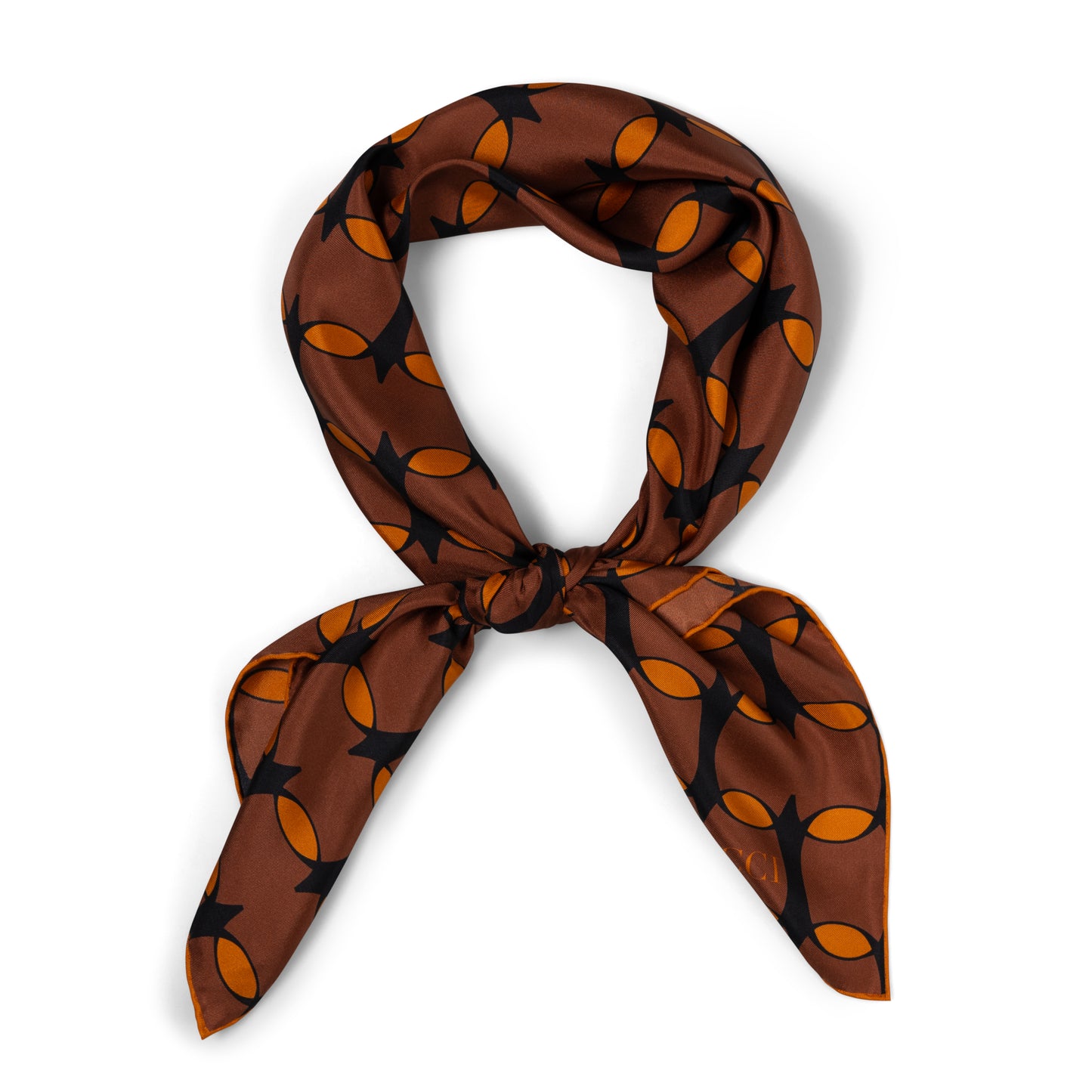 Brown & Orange Monogram Silk Scarf