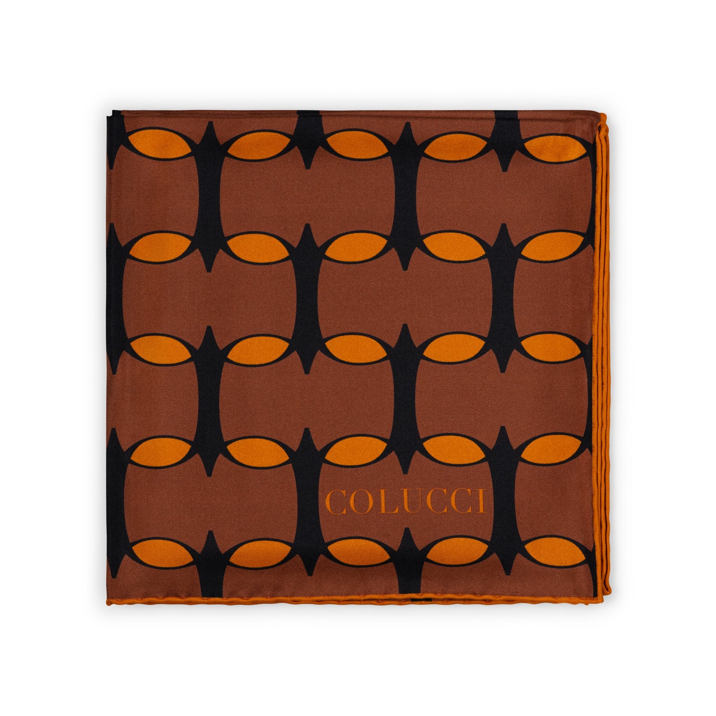 Brown & Orange Monogram Silk Scarf