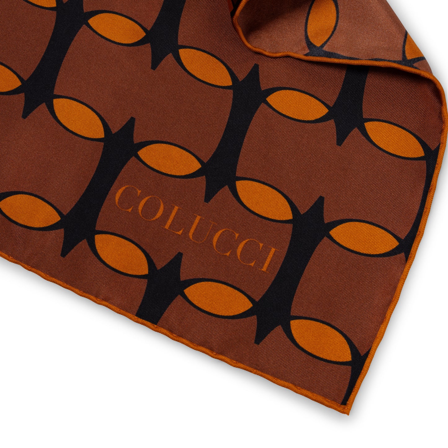 Brown & Orange Monogram Silk Scarf