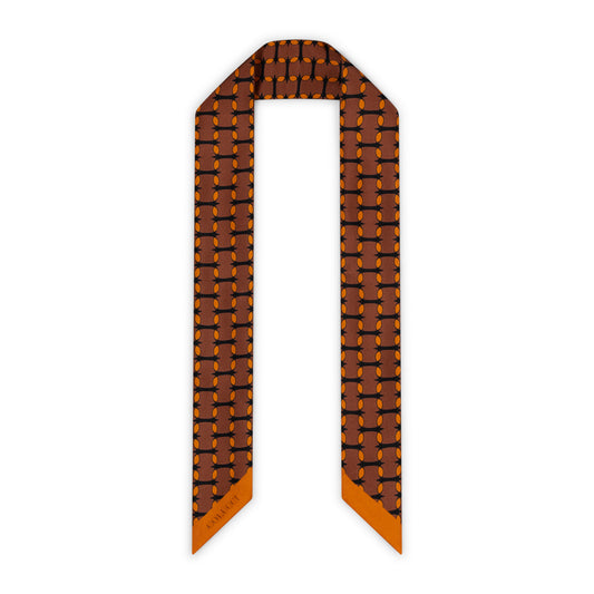 Brown & Orange Monogram Silk Twilly