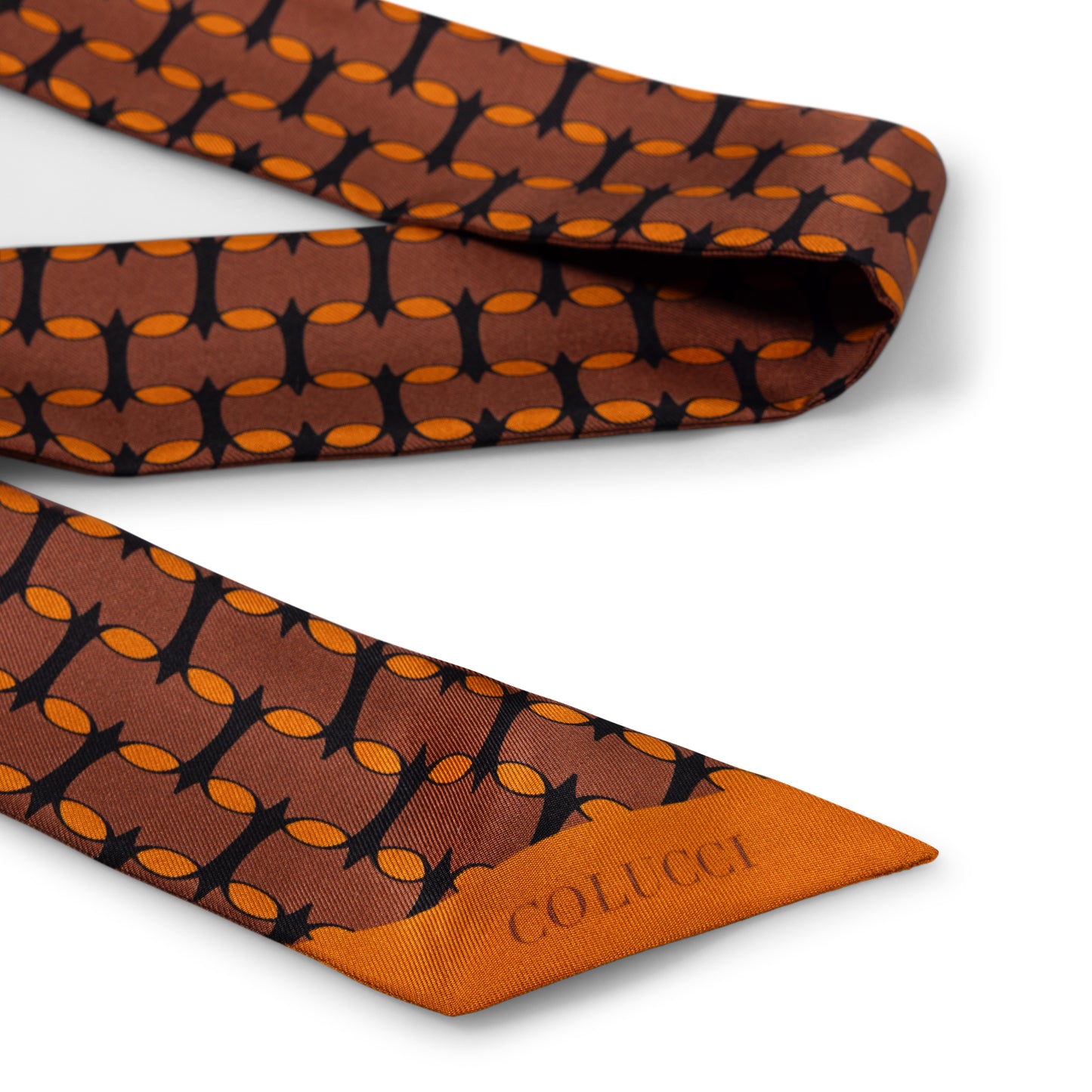 Brown & Orange Monogram Silk Twilly