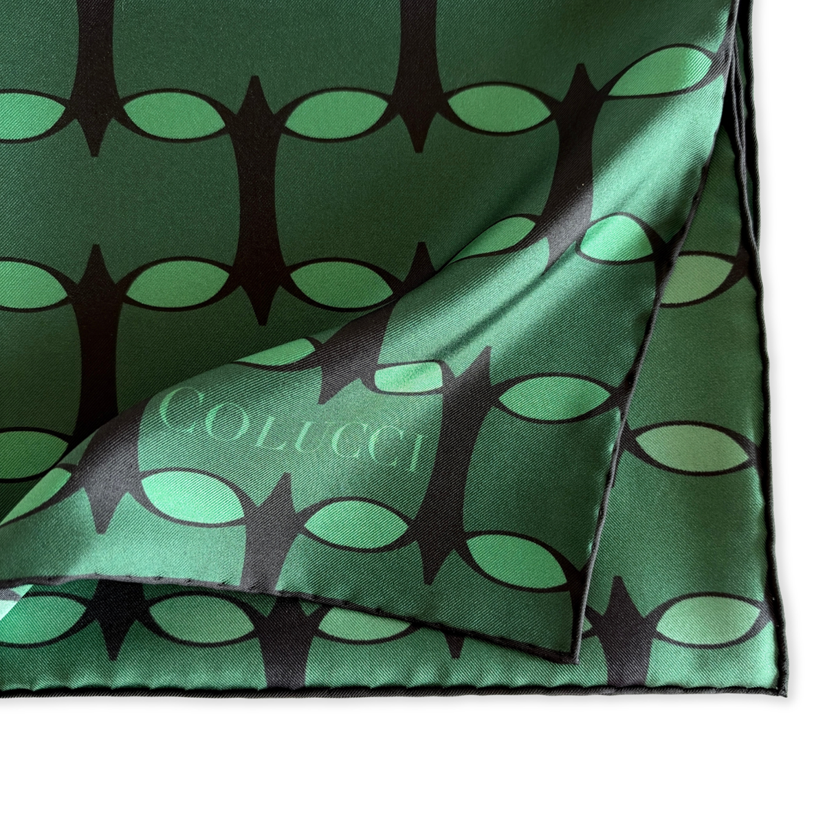 Forest & Sage Green Monogram Silk Scarf