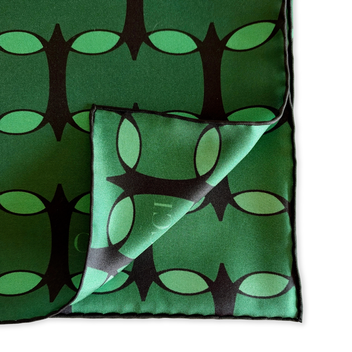 Forest & Sage Green Monogram Silk Scarf