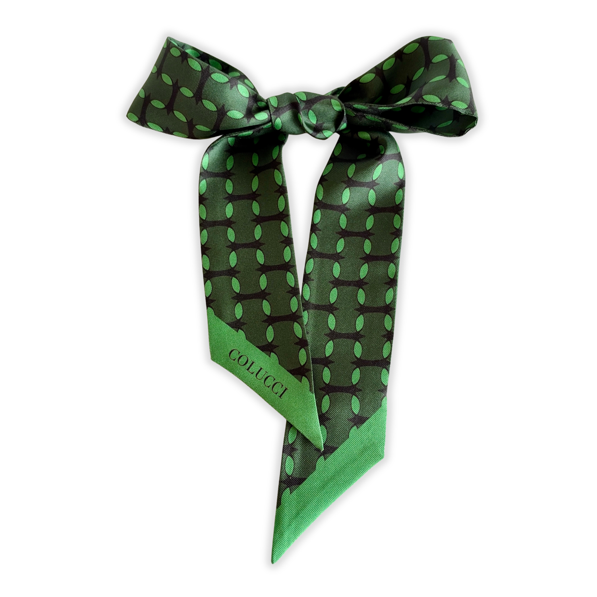Forest & Sage Green Monogram Silk Twilly