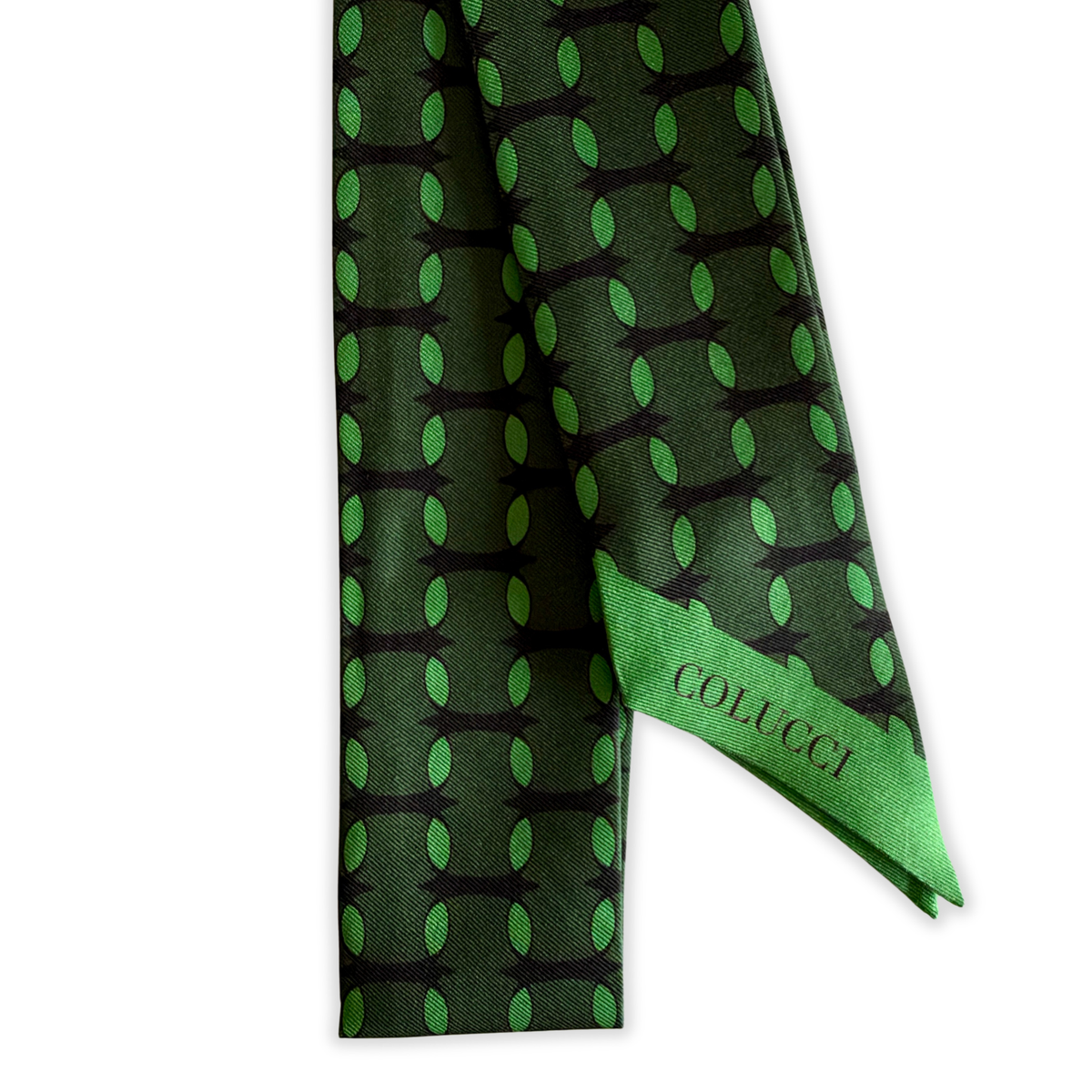 Forest & Sage Green Monogram Silk Twilly