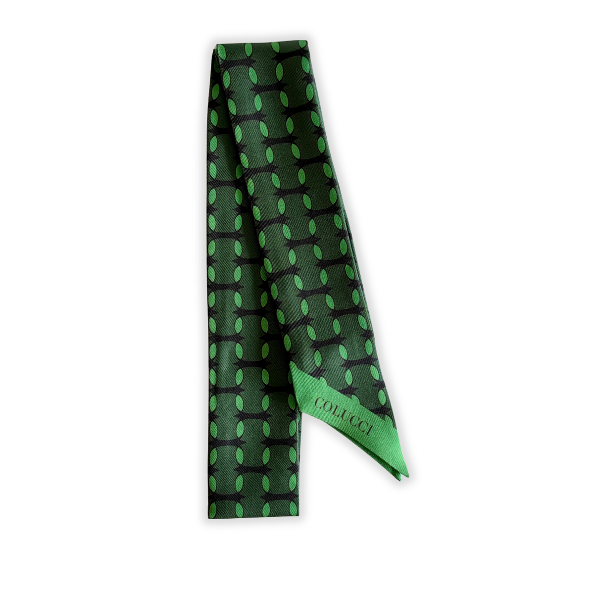 Forest & Sage Green Monogram Silk Twilly