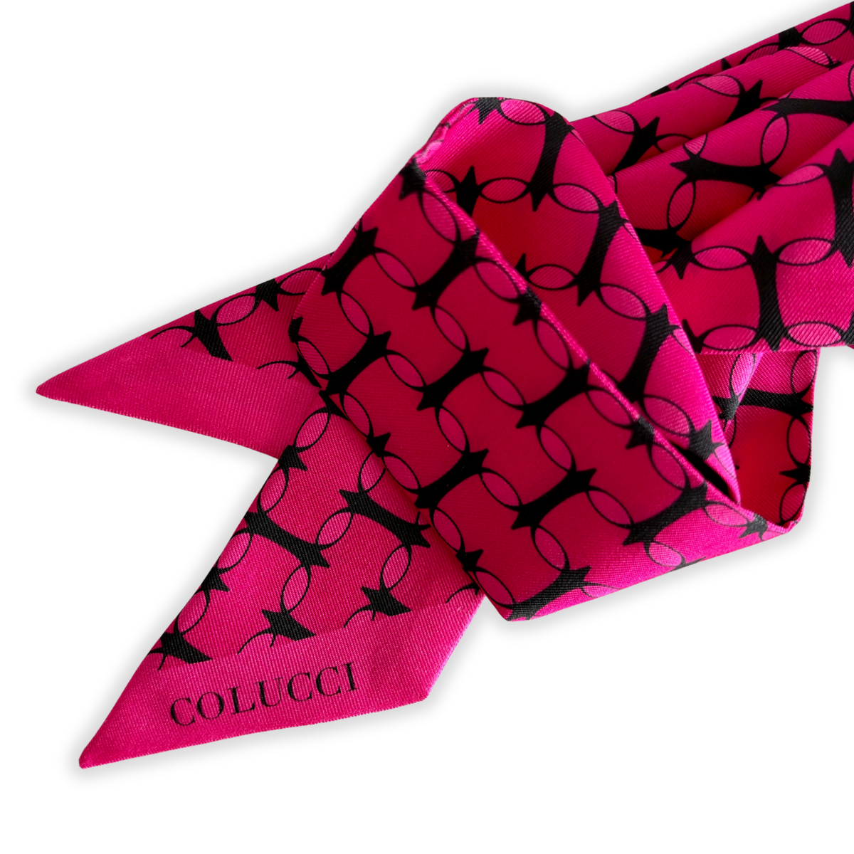Fuchsia & Pink Monogram Silk Twilly