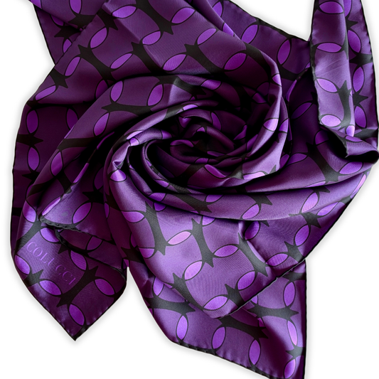 Purple & Lavender Monogram Silk Scarf