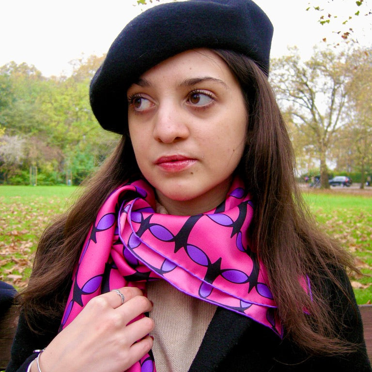 Pink & Purple Monogram Silk Scarf