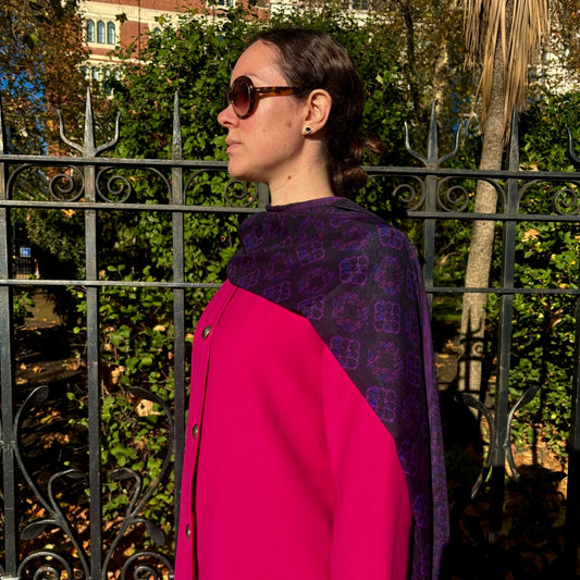 Navy & Purple Duet Wool Shawl