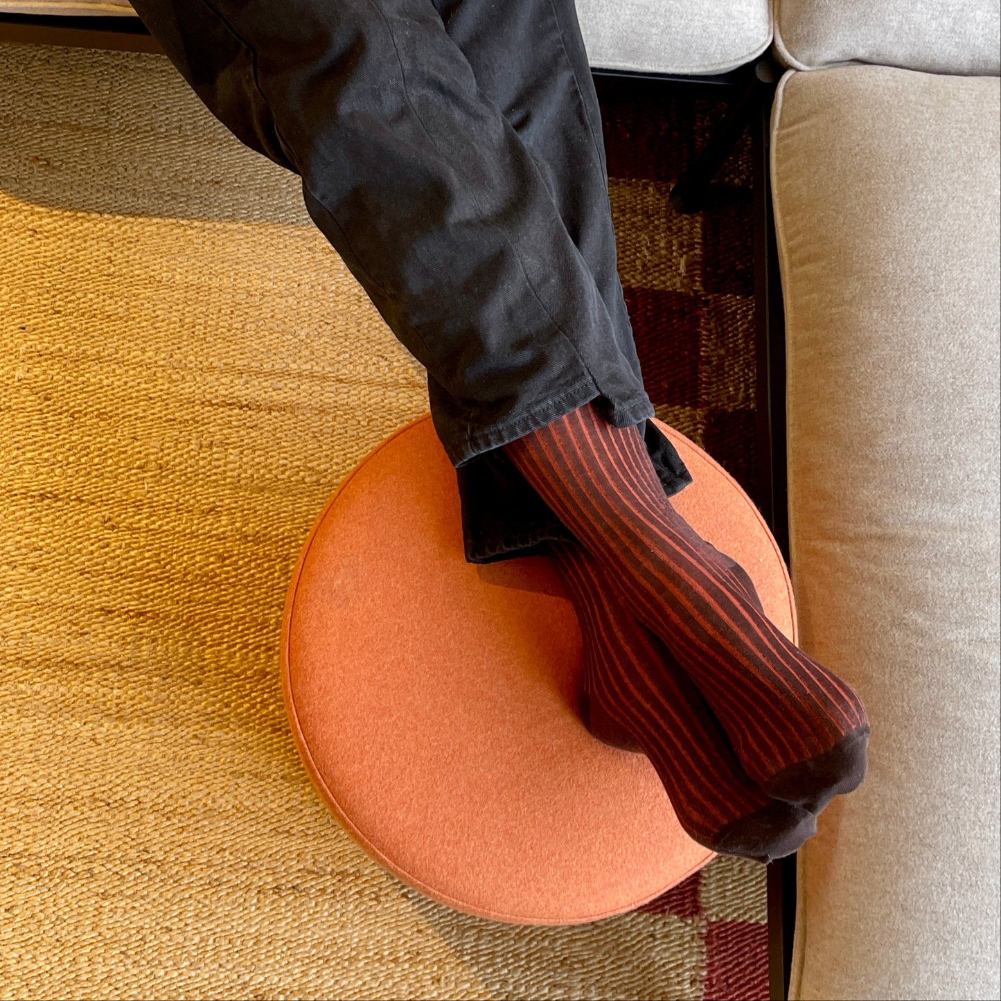 Brown & Orange Cotton Dress Socks