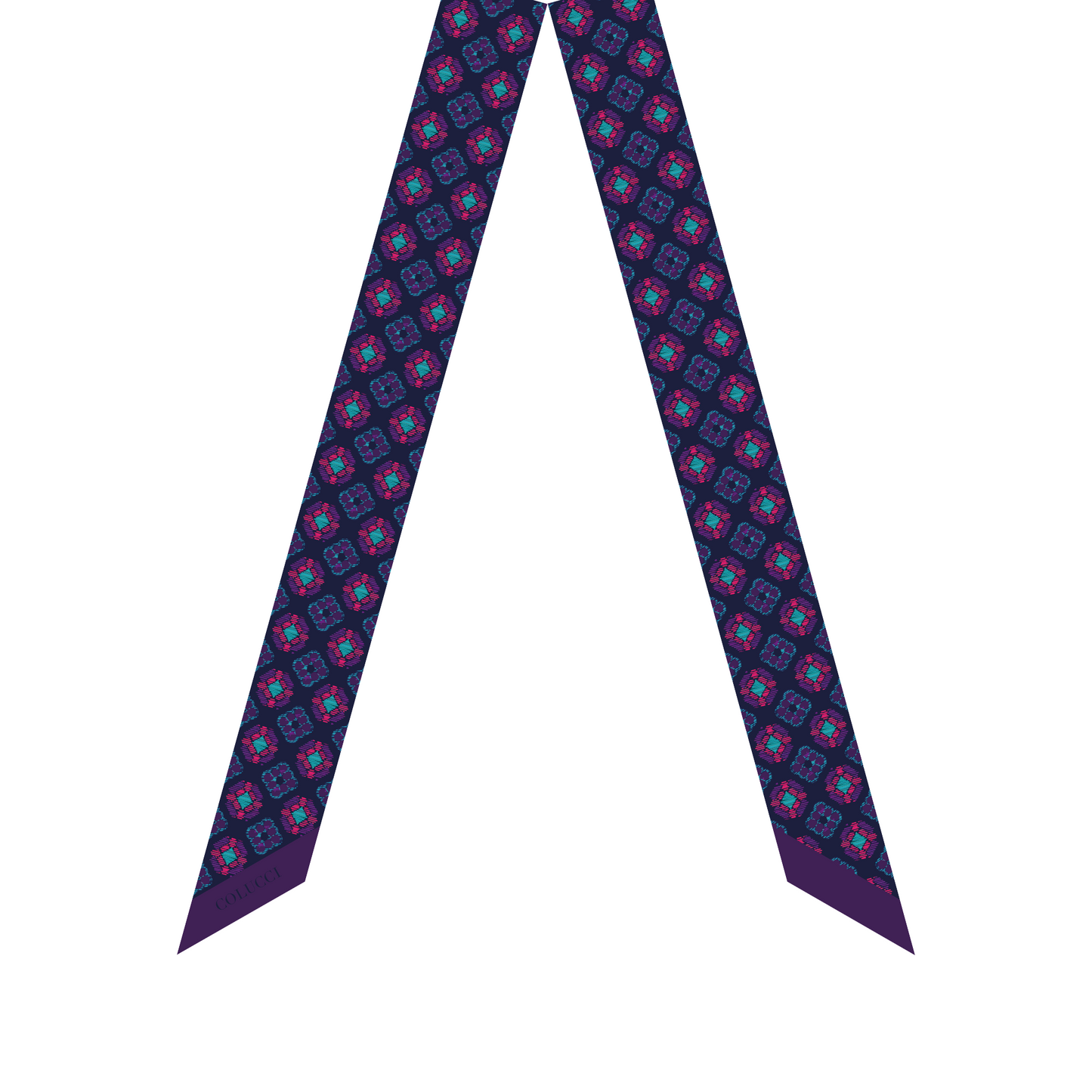 Navy & Teal Duet Silk Twilly