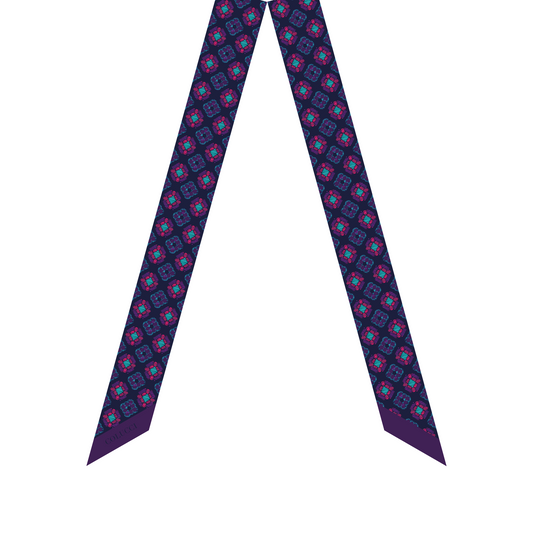 Navy & Teal Duet Silk Twilly