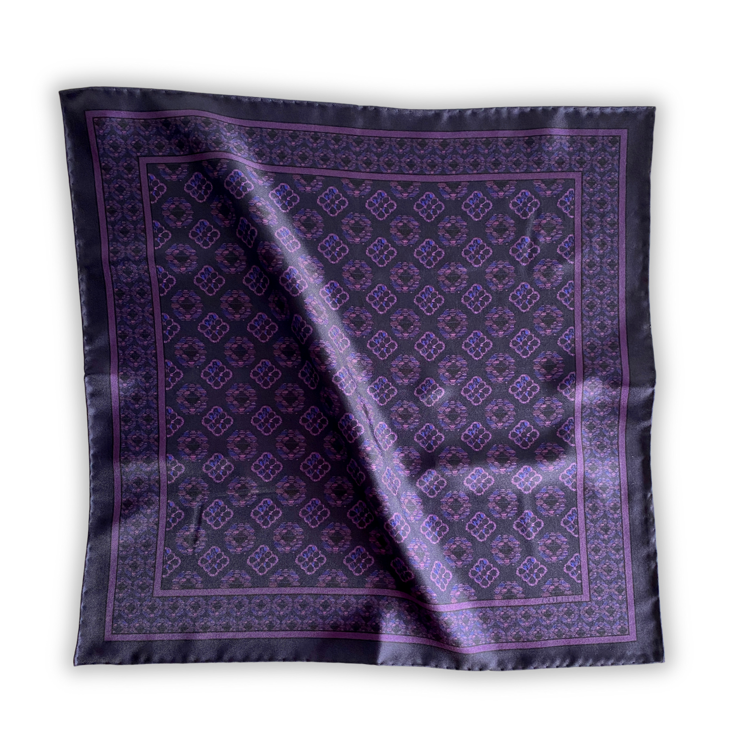 Navy & Purple Duet Silk Pocket Square