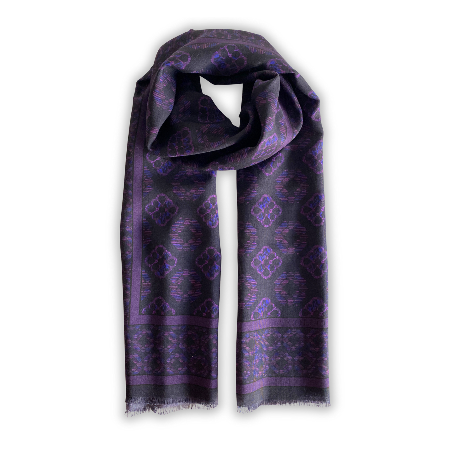 Navy & Purple Duet Wool Shawl