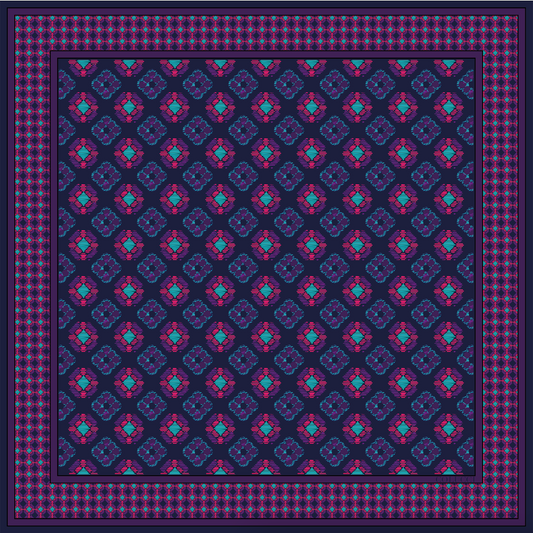 Navy & Teal Duet Silk Scarf