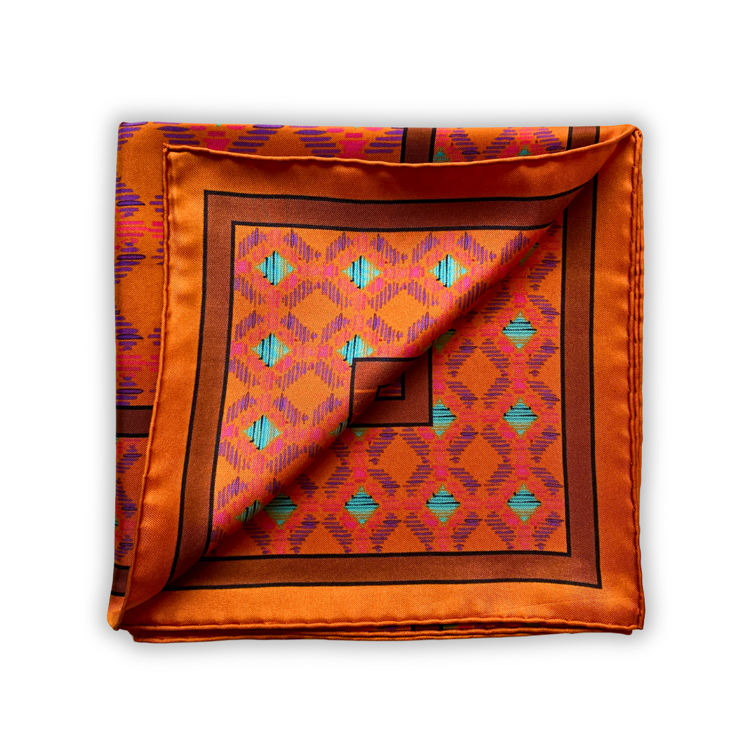 Orange & Brown Sinatra Silk Scarf