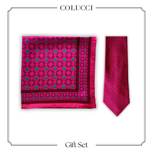 Pink Pocket Square & Tie Gift Set
