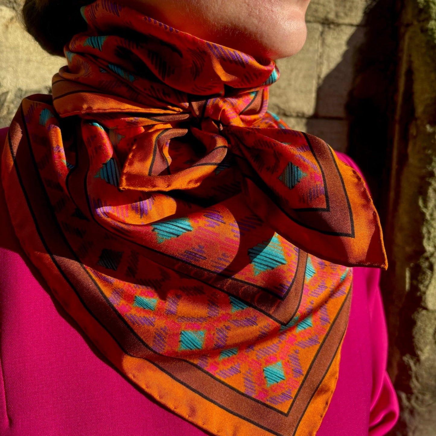 Orange & Brown Sinatra Silk Scarf