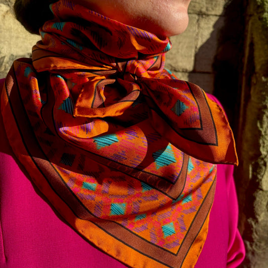 Orange & Brown Sinatra Silk Scarf