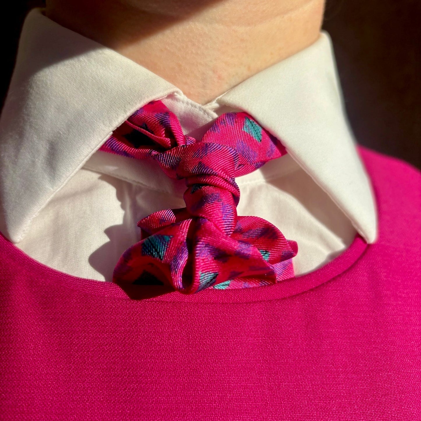 Fuchsia & Teal Sinatra Silk Twilly